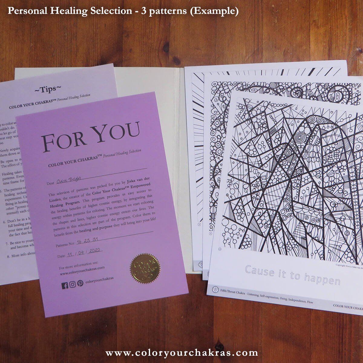 Example of a 3 pattern Color Your Chakras™ Personal Healing Selection Example of a 3 pattern Color Your Chakras™ Personal Healing Selection