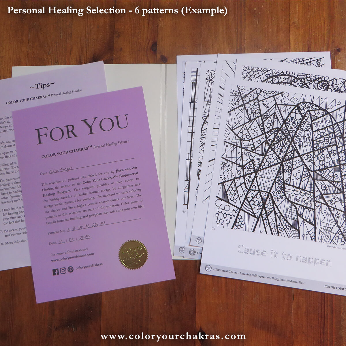 Example of a 6 pattern Color Your Chakras™ Personal Healing Selection Example of a 6 pattern Color Your Chakras™ Personal Healing Selection