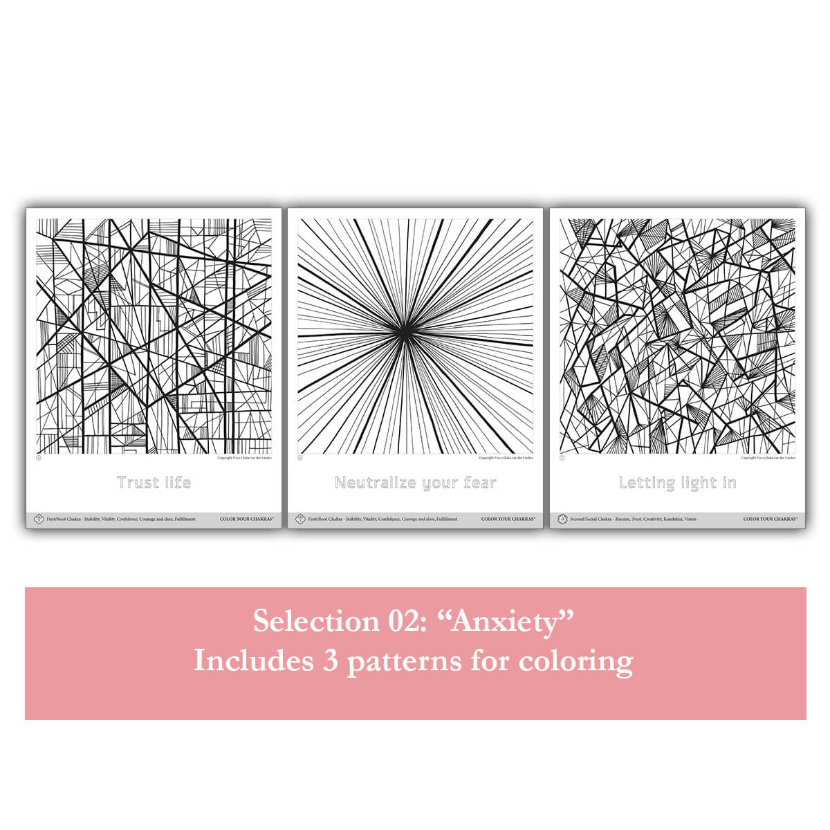 Color Your Chakras™ Focused Healing Selection 02 "Anxiety". The 3 Patterns of Focused Healing Selection 02