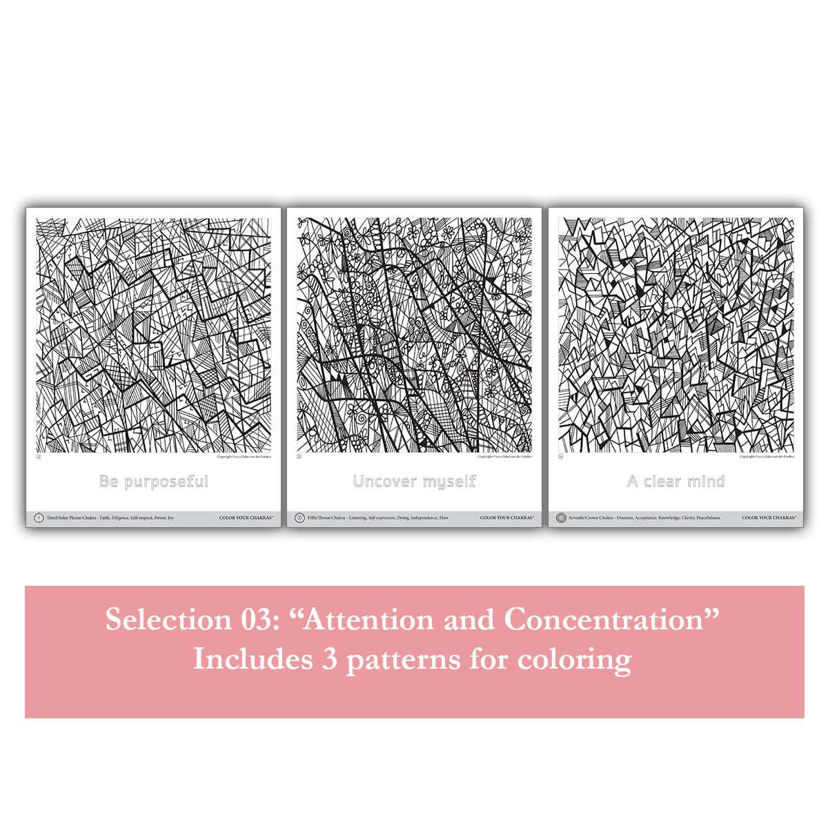 Color Your Chakras™ Focused Healing Selection 03 "Attention and Concentration". The 3 Patterns of Focused Healing Selection 03